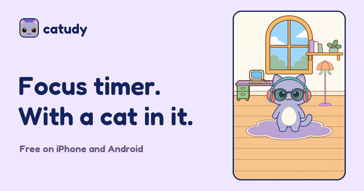 Catudy - a focus timer where study sessions help you build a cat’s room